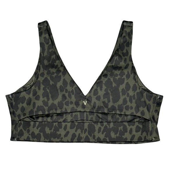 Other - Victoria's Secret Sports Bra Large Green Leopard Print Cutout V-Neck Yoga